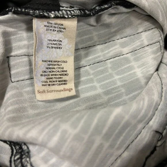 Soft Surroundings Womens XS Black & White Patterned Pants Stretch - Picture 7 of 7
